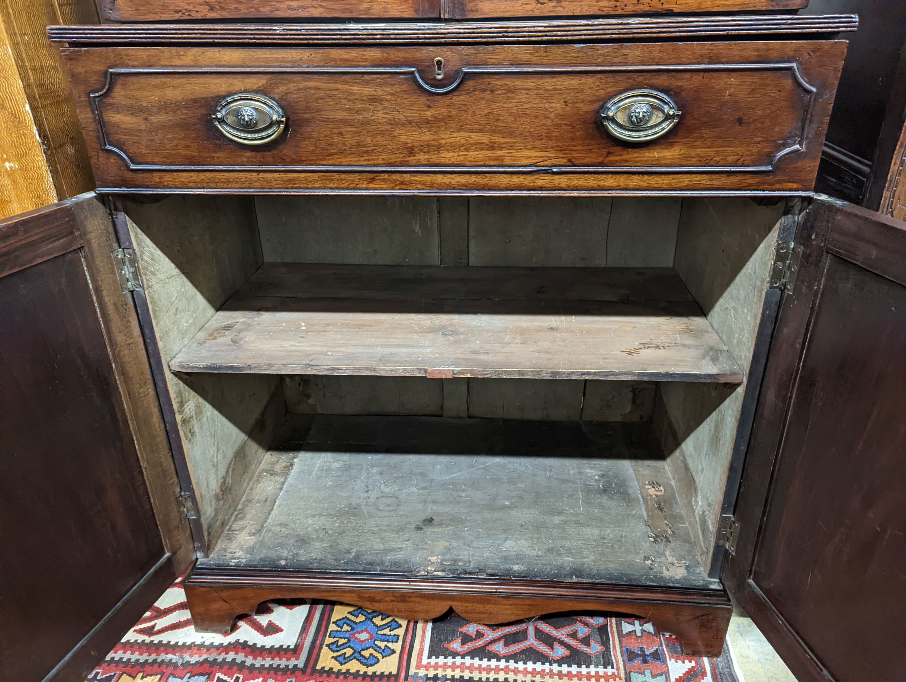 A George III mahogany secretaire bookcase, length 101cm, depth 50cm, height 203cm